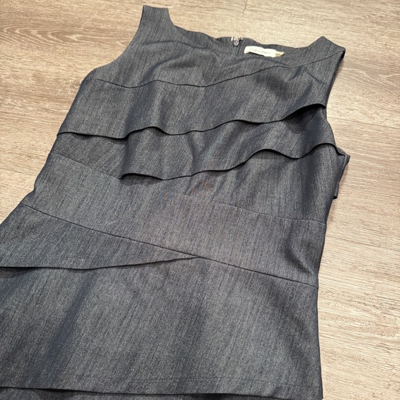 Calvin Klein Dress Womens 8 Gray Denim Chambray Sleeveless Cocktail Party Casual - Picture 4 of 14